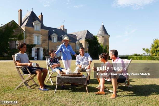 Lawyer, politician and former French prime minister,Francois Fillon is photographed for Paris Match during his holiday wiht his family at his summer...
