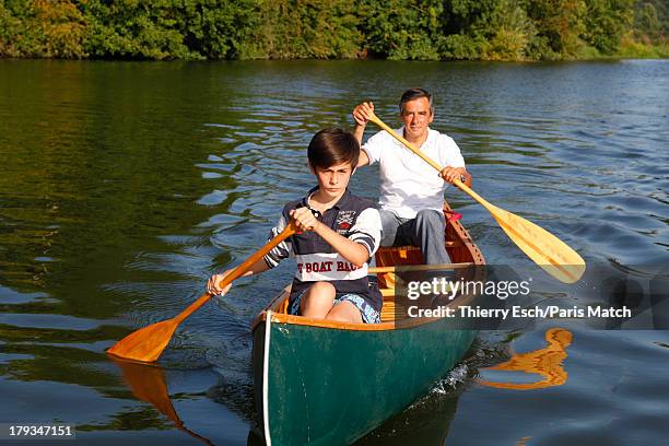 Lawyer, politician and former French prime minister,Francois Fillon is photographed for Paris Match during his holiday wiht his family at his summer...