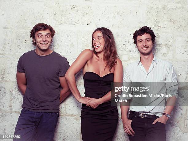 Actors Pio Marmai, Zoe Felix and Jeremie Elkaim are photographed for Paris Match on August 24, 2013 in Angouleme, France.