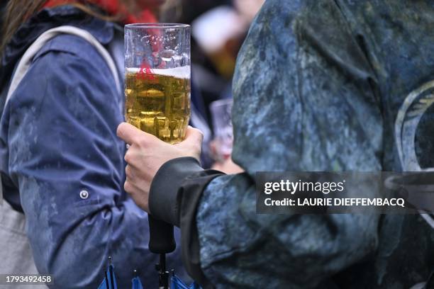 Illustration shows students gathering for the Saint-Verhaegen / Sint-Verhaegen - Saint-Ve/ St-Ve celebration of the VUB and ULB in Brussels, Monday...