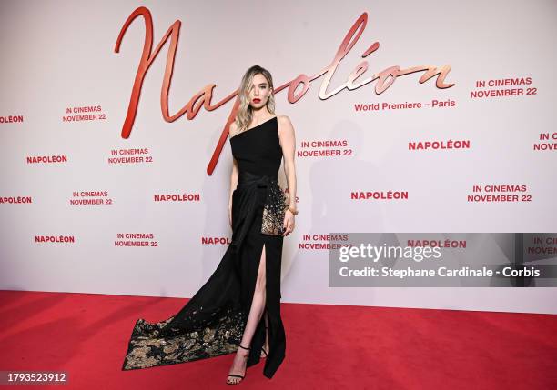 Vanessa Kirby attends the "Napoleon" World Premiere at Salle Pleyel on November 14, 2023 in Paris, France.