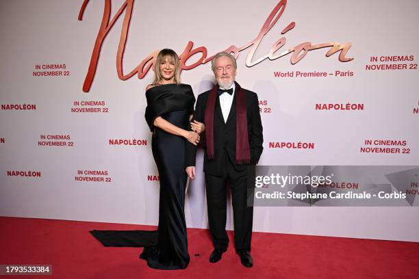 Director Ridley Scott and wife Giannina Facio attend the "Napoleon" World Premiere at Salle Pleyel on November 14, 2023 in Paris, France.