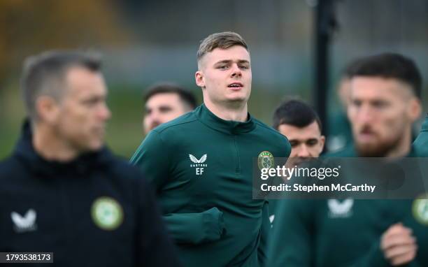 Dublin , Ireland - 20 November 2023; Evan Ferguson during a Republic of Ireland training session at the FAI National Training Centre in Abbotstown,...