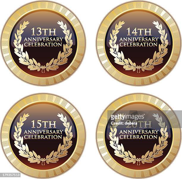 anniversary celebration shield collection - 15th anniversary stock illustrations
