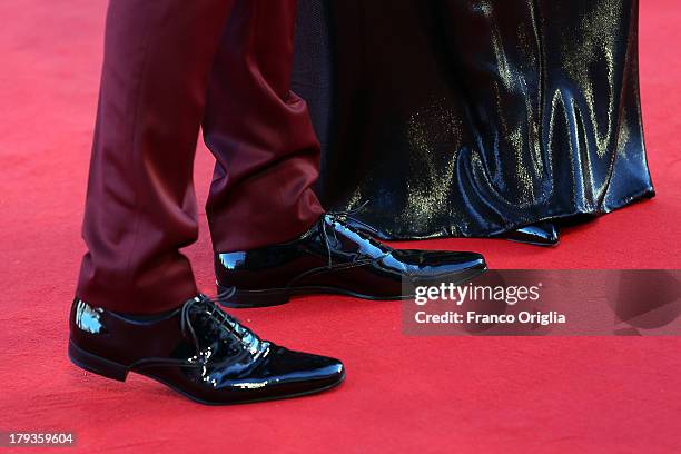 Director Xavier Dolan and Evelyne Brochu attend the 'Tom At The Farm' Premiere during the 70th Venice International Film Festival at the Palazzo del...