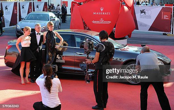 Guest, Author Michel Marc Bouchard and actress Evelyne Brochu attend the 'Tom At The Farm' Premiere during the 70th Venice International Film...