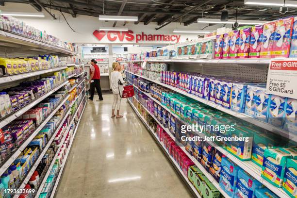 Miami Beach, Florida, Target discount department store, CVS pharmacy, feminine hygiene products.