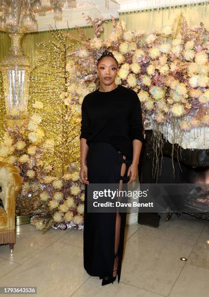 Naomi Ackie attends Annabel's Christmas Facade unveiling on November 14, 2023 in London, England.