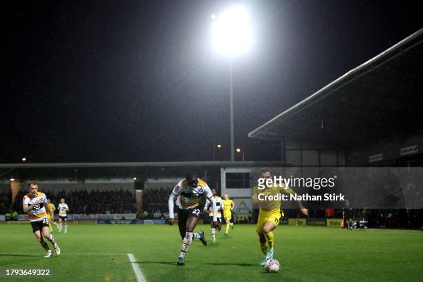 General view inside the stadium as Mason Bennett of Burton Albion runs with the ball during the Emirates FA Cup First Round Replay match between...