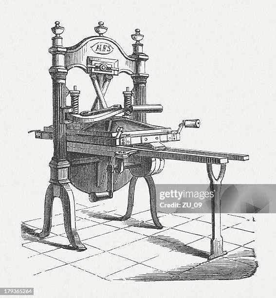 hager printig press by william hager (1798-1863), new york, published 1876 - woodcut stock illustrations