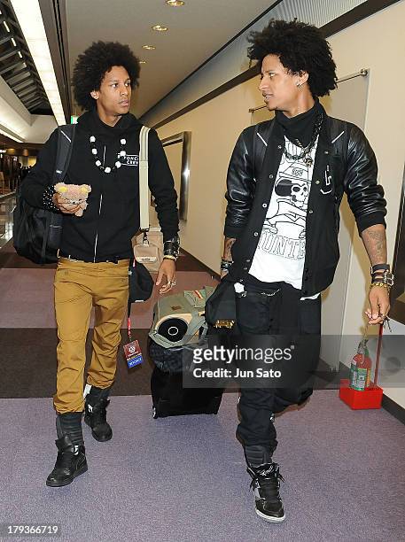 Beyonce's show dancers Larry Bourgeois and Laurent Bourgeois of Les Twins are seen upon airport arrival on September 2, 2013 in Tokyo, Japan.