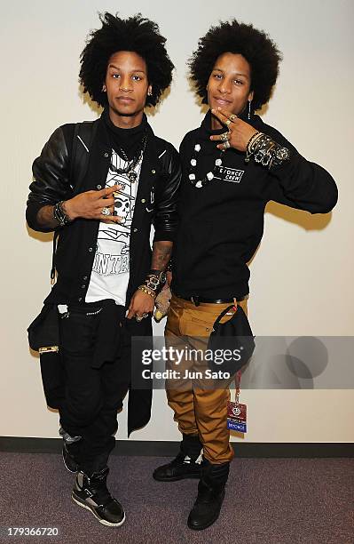 Beyonce's show dancers Larry Bourgeois and Laurent Bourgeois of Les Twins are seen upon airport arrival on September 2, 2013 in Tokyo, Japan.