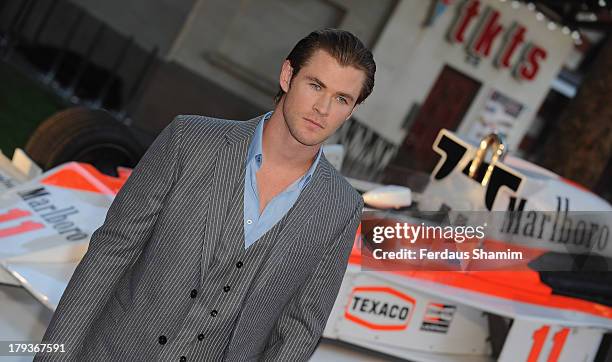 Chris Hemsworth attends the World Premiere of "Rush" at Odeon Leicester Square on September 2, 2013 in London, England.