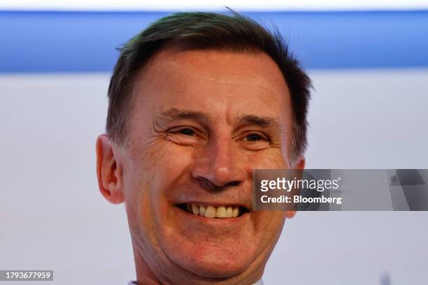 Jeremy Hunt, UK chancellor of the exchequer, at the "CBI General Election Countdown: Raising The Voice Of Business" conference in London, UK, on...