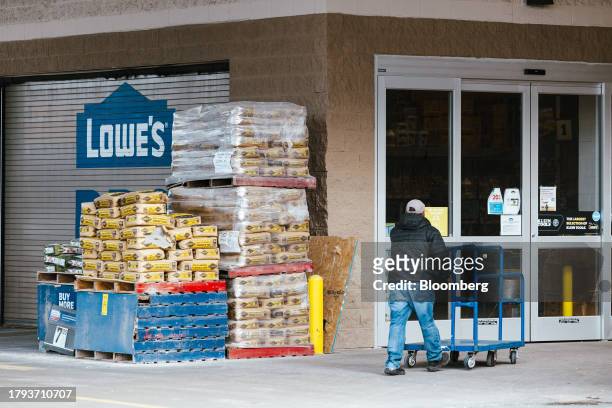 Customer enters a Lowe's store in Hudson, New York, US, on Tuesday, Nov. 14, 2023. Lowe's Cos. Is expected to release earnings figures on November...