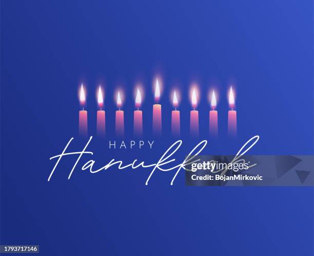 ilustrações de stock, clip art, desenhos animados e ícones de happy hanukkah poster with burning candles. vector - queimadas