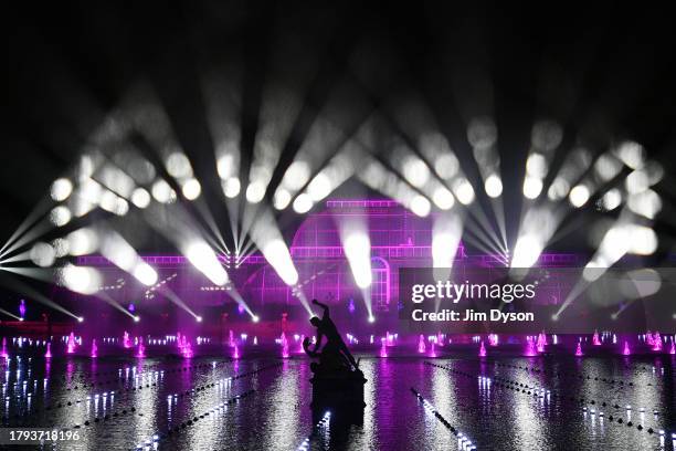 The Palm House is illuminated as Kew Gardens launch their festive 'Christmas at Kew' light trail at Kew Gardens on November 14, 2023 in London,...