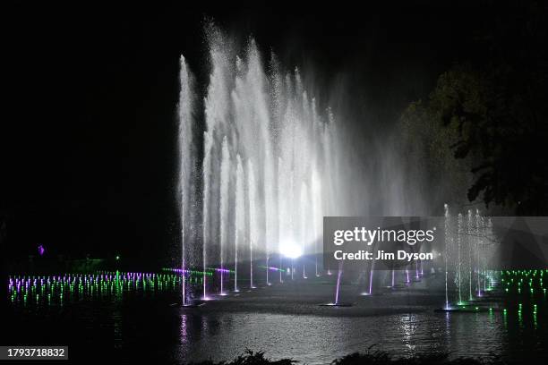 Illuminations entertain visitors as Kew Gardens launch their festive 'Christmas at Kew' light trail at Kew Gardens on November 14, 2023 in London,...