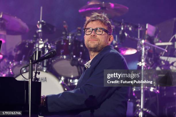 November 18 Mexico City, Mexico: Damon Albarn, lead of British band Blur performs on stage during the day two of the Corona Capital 2023 Music...