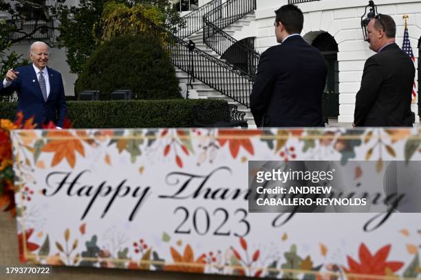 President Joe Biden arrives to take part in the National Thanksgiving Turkey pardon on the 76th anniversary of the National Thanksgiving Turkey...