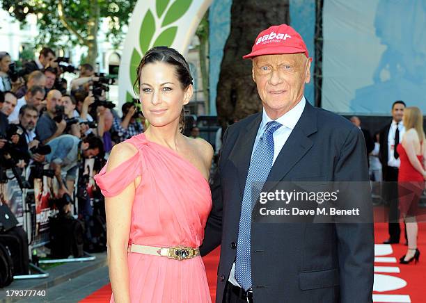 Birgit Lauda and Niki Lauda attend the World Premiere of 'Rush' at Odeon Leicester Square on September 2, 2013 in London, England.