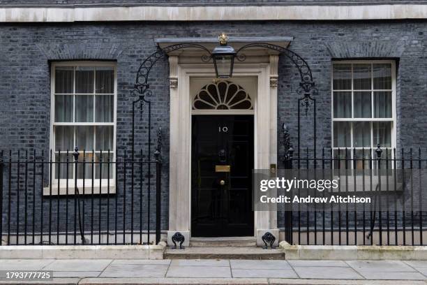 The front door of number 10 Downing Street, the home of the British Prime Minister on the 15th of November 2023 in Westminster, London. UK.