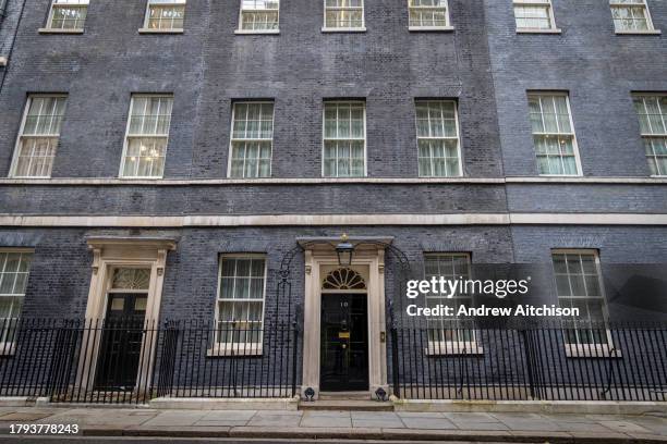 The front door of number 10 Downing Street, the home of the British Prime Minister on the 15th of November 2023 in Westminster, London. UK.