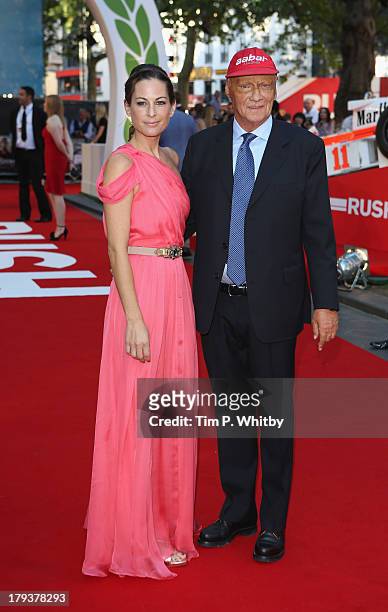 Niki Lauda and wife Birgit attend the Rush World Premiere at Odeon Leicester Square on September 2, 2013 in London, England.