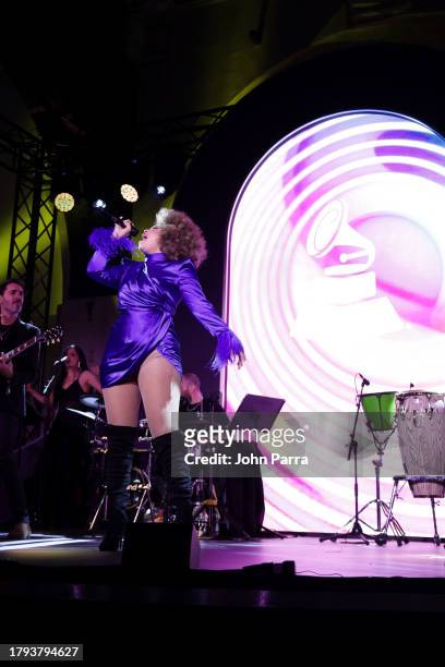 Paola Guanche performs onstage at the Best New Artist Showcase and CPI during the 24th Annual Latin Grammy Awards on November 14, 2023 in Seville,...