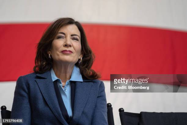 Kathy Hochul, governor of New York, during an event at 270 Park Avenue, JPMorgan Chase's new global headquarters building, in New York, US, on...