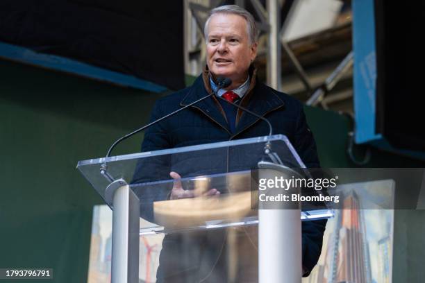 Don Banker, founder and chief executive officer of Banker Steel Co., speaks during an event at 270 Park Avenue, JPMorgan Chase's new global...