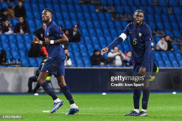 Jeanuel BELOCIAN of France and Lesley UGOCHUKWU of France during the friendly match between France U21 and South Korea U21 on November 20, 2023 in Le...