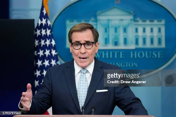 Coordinator for Strategic Communications at the National Security Council John Kirby speaks during the daily press briefing at the White House...