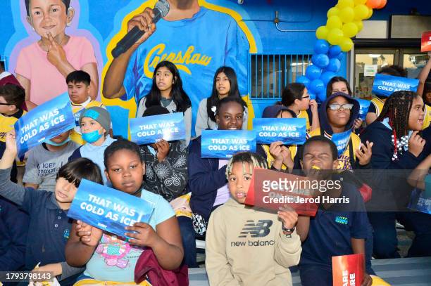 Boys & Girls Club guests attend The Shaquille O'Neal Foundation & Icy Hot unveiling of the latest "Comebaq Court" at the Challengers Boys & Girls...