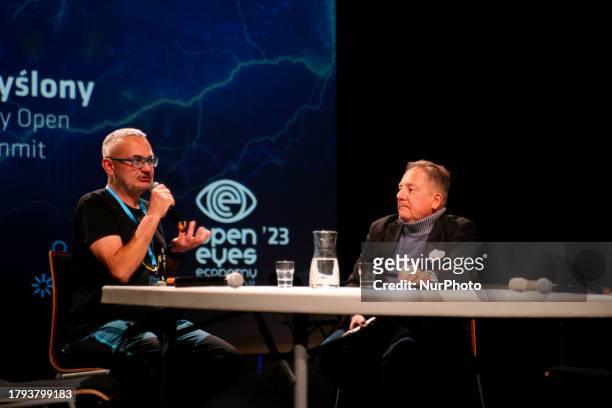 Panel with journalist and food critic Robert Maklowicz during the Open Eyes Economy Summit Prologue at the Malopolski Ogrod Sztuki on November 20,...