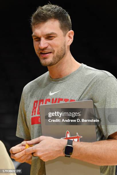 Assistant Coach Tiago Splitter looks on before the game on November 19, 2023 at Crypto.Com Arena in Los Angeles, California. NOTE TO USER: User...