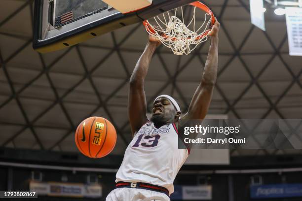 Graham Ike of the Gonzaga Bulldogs dunks the ball during the first half of the day one Allstate Maui Invitational game against the Purdue...