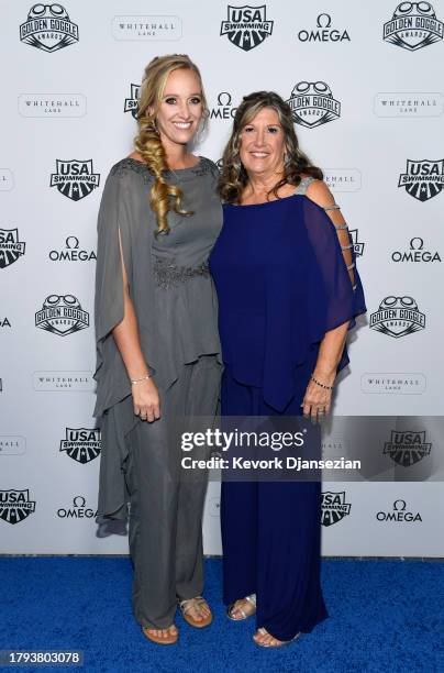 Netg Awards Dana Vollmer and her mother Cathy Vollmer during 2023 Golden Goggle ...