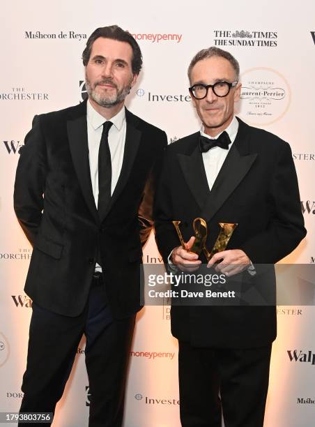Rupert Daniels and Nicholas Brooke, accepting the Made In The UK award on behalf of Sunspel, attend the Walpole British Luxury Awards 2023 at The...