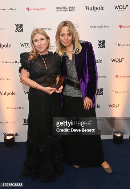 Anabel Kindersley, accepting the Sustainable Luxury Brand of the Year award on behalf of Neal's Yard Remedies, and Bay Garnett attend the Walpole...