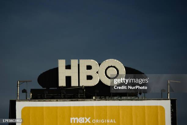 Logo is seen on the building in Los Angeles, United States on November 13, 2023.