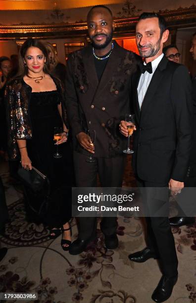 Katy Wickremesinghe, Yinka Ilori and Paolo Porta attend the Walpole British Luxury Awards 2023 at The Dorchester on November 20, 2023 in London,...