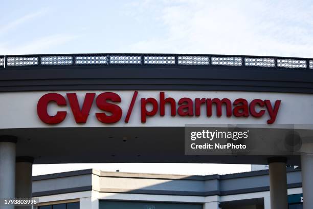 Pharmacy logo is seen on the building in Los Angeles, United States on November 13, 2023.