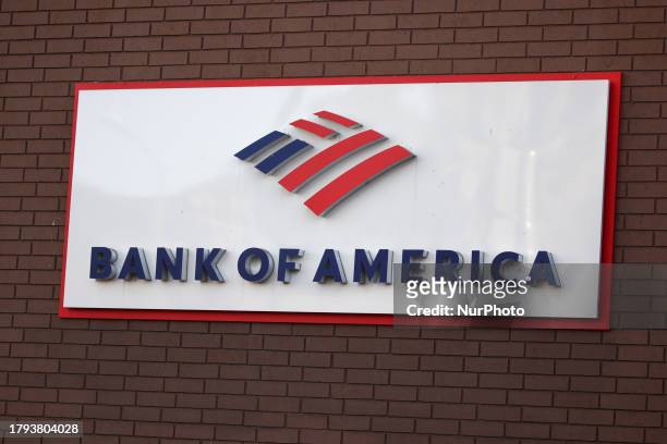 Bank of America logo is seen on the building in Los Angeles, United States on November 13, 2023.