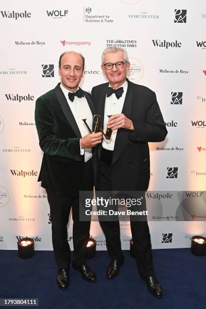 James Amos and Michael Wainwright, Managing Director of Boodles, accepting the British Luxury Brand of the Year award on behalf of Boodles, attend...