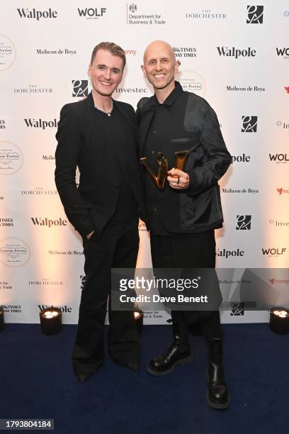 Gareth Pugh and Wayne McGregor, winner of the Artistic Pioneer award, attend the Walpole British Luxury Awards 2023 at The Dorchester on November 20,...