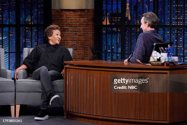 Episode 1450 -- Pictured: Comedian Wanda Sykes during an interview with host Seth Meyers on November 20, 2023 --