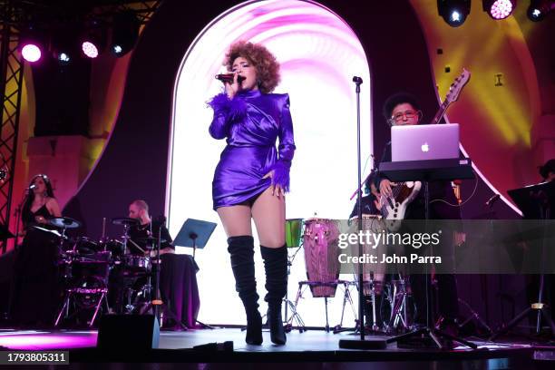 Paola Guanche performs onstage at the Best New Artist Showcase and CPI during the 24th Annual Latin Grammy Awards on November 14, 2023 in Seville,...