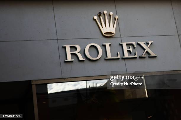 Rolex logo is seen at the store at Rodeo Drive in Beverly Hills, United States on November 13, 2023.