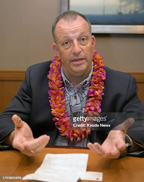 Hawaii Gov. Josh Green gives an interview in Tokyo on Nov. 15, 2023.